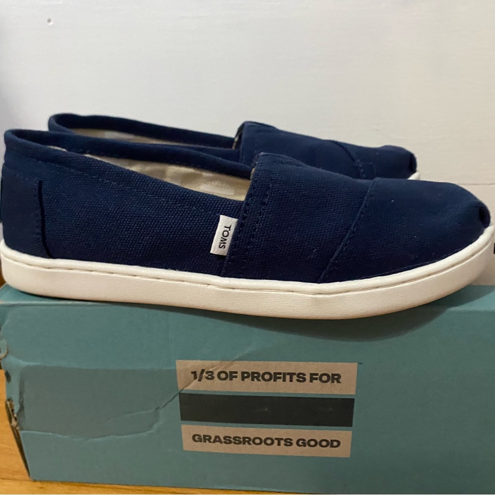 TOMS Dark Blue Canvas Slip-Ons